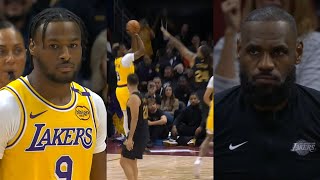 BRONNY JAMES SCORES FIRST NBA BUCKET AFTER STANDING OVATION IN CLEVELAND [upl. by Notsyrb]