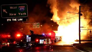 GASOLINE TANKER FIRE IN HOLBROOK NY [upl. by Atteiram]