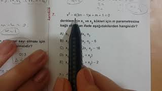 Karekök YKSLYSMatematik 2DER DENKLEMLER Test 3 Anlatımlı Çözümleri [upl. by Janela880]