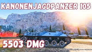 Kanonenjagdpanzer 105  5503 Damage  Cliff  World of Tanks [upl. by Dnalyram]