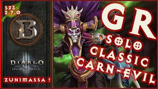 Witch Doctor Zunimassa CarnEvil GR Solo Push Build 270 Diablo 3 Season 23 [upl. by Nileve]