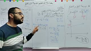 الصف الثامنكتابة معادلة المستقيم بصيغة الميل والمقطع الجزء1 [upl. by Ahsiemal]