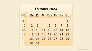 Kalender Oktober 2023 [upl. by Asim]