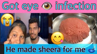 Got eye infection 😭👁️ hubby made rava sheera for me [upl. by Annayram]