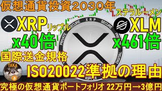 【仮想通貨投資2030年、XRP40倍、XLM461倍】国際送金規格ISO20022準拠の理由【22万円を3億円にする究極の仮想通貨ポートフォリオビットコインリップル、ステラルーメン】 [upl. by Most]