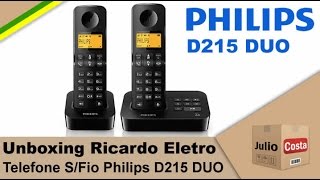 Unboxing Telefone sem Fio Philips D215 Duo [upl. by Inalaehak]