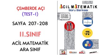 11Sınıf Soru Bankası Çemberde Açı Test1 Sayfa 207208 [upl. by Zetroc]