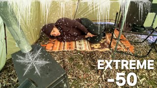 35° Solo Winter Camping 47 Days  Snowstorm Deep Snow Winter Camping In Crua Insulated Tent [upl. by Demmy390]