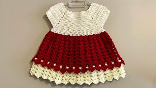 Super Easy and Beautiful Crochet Dress  0  12 Months  Crochet Baby Dress Tutorial [upl. by Maggs]