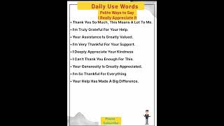 Polite Ways to Say I Really Appreciate ItEnglish learningEnglish languageshortvideo [upl. by Kotta737]