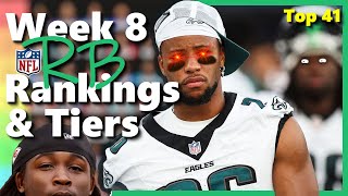 Week 8  Running Backs Rankings amp Tiers Top 41 Fantasy Football [upl. by Anot372]