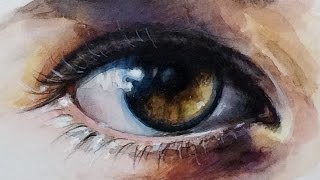 Watercolor amp Colored Pencils Painting  Pencil Sketch Realistic Eye Demo Christine Karron [upl. by Strepphon]