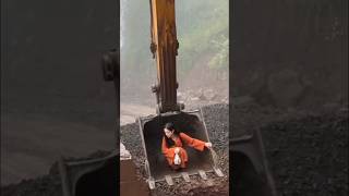 Girl Lifted By JCB Driver Over Broken Bridge shortsvideo [upl. by Dyann65]