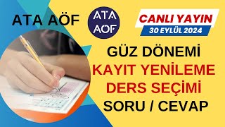 Ata Aöf Kayıt Yenileme Ders Seçimi Canlı Yayın [upl. by Juli927]