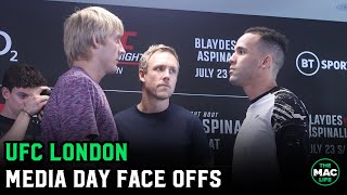 UFC London Face Offs Paddy Pimblett vs Jordan Leavitt Tom Aspinall vs Curtis Blaydes [upl. by Bella]