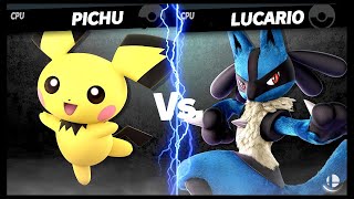 Pichu LV 9 VS Lucario LV 1 CPU Battle Super Smash Bros Ultimate [upl. by Alvarez891]