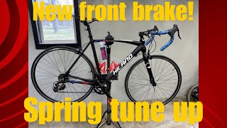 CHEAP road bke tune up and new front brake install [upl. by Couture]