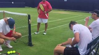 Tomas Berdych practice match pre Wimbledon training 2017 [upl. by Grantley]