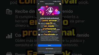 Cómo activar perfil en modo profesional en Facebook shorts facebook redessociales [upl. by Teferi]