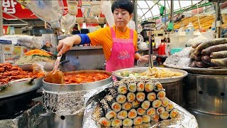 KOREAN STREET FOOD  Gwangjang Market Street Food Tour in Seoul South Korea  BEST Spicy Korean Food [upl. by Hertzog]