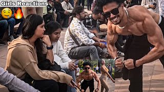 fitpunom 😍Bodybuilder’s Shirtless In Public Place💪Delhi Girls Reactions😘  Epic Reactions  FMD [upl. by Neelhtak732]