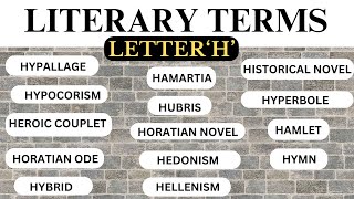 LITERARY TERM SERIES H DICTIONARY OF LITERARY TERMS [upl. by Ylrak]