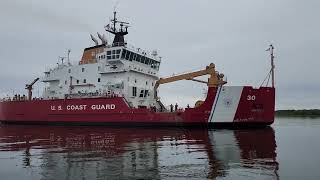 Icebreaker USCGC Mackinaw arriving in port at Cheboygan MI 7224 [upl. by Illak631]