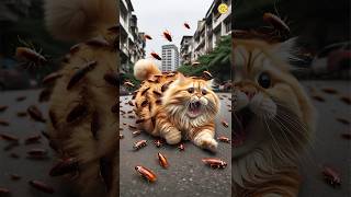 Help the cat with a lot of cockroaches 😱😿😭 cat ai catlover 貓 aicat [upl. by Attelocin258]