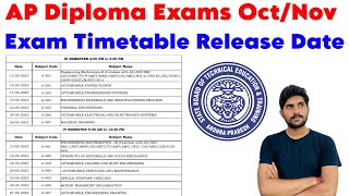 Ap Diploma Exam Timetable Release Date 2024  OctNov 2024 diploma exams  Diploma  Diploma exams [upl. by Joh978]