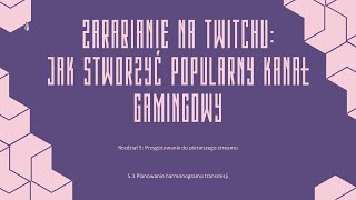 Lekcja 21  Planowanie harmonogramu transmisji  Zarabianie na Twitchu Jak stworzyć popularnyPL [upl. by Iamhaj]