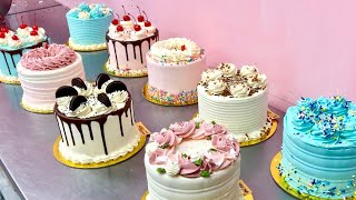 Decorating 9 Cakes in LESS than an HOUR  Unedited Cake Decorating Video 4K [upl. by Stedman]