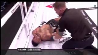 Fans attack kickboxer Murthel Groenhart in the ring after controversial knockout [upl. by Naffets]