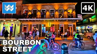 4K Nightlife at Bourbon Street in New Orleans Louisiana USA Virtual Walking Tour amp Travel Guide [upl. by Bissell]