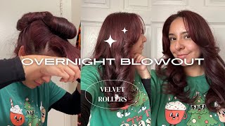 OVERNIGHT BLOWOUT  HEATLESS CURLS USING VELVET RODS [upl. by Margie]