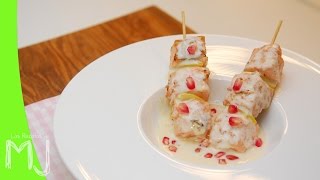 BROCHETAS DE SALMÓN CON SALSA DE YOGUR  Receta fácil de pescado [upl. by Novick]