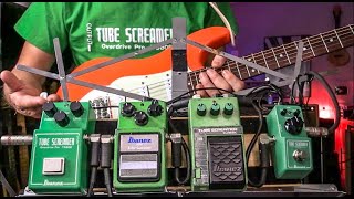 Ibanez Tube Screamer 4 Different TS Pedals TEST  TS808 TS9 TS10 TS mini [upl. by Wyatan]