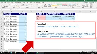 Promediar con Criterios y Comodines en Excel  Funciones SUMAPRODUCTO amp PROMEDIOSI [upl. by Sammie362]