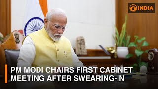 Indias PM Modi chairs first cabinet meeting after swearingin  DD India [upl. by Atthia684]