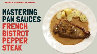 How to make a pan sauce for steak  Bistrot pepper steak recipe like in France [upl. by Wald930]