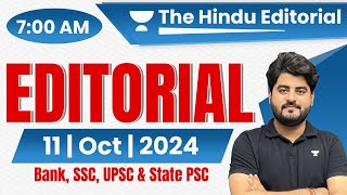 11 October 2024  The Hindu Analysis  The Hindu Editorial  Editorial by Vishal sir  Bank  SSC [upl. by Rubin591]