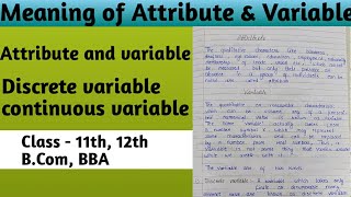 Attribute amp Variable  Discrete amp Continuous Variable  Classification Of Data Business Statistics [upl. by Robins]