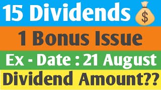 15 Dividends amp 1 Bonus Share  Ex  Date  21 August  Best August Dividend amp Bonus Analysis  Hindi [upl. by Felipa]