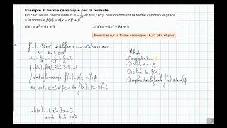 1MATHS Forme canonique par la formule [upl. by Violet]