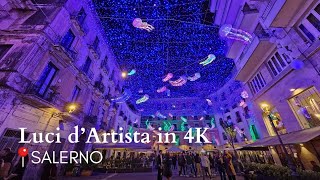 Luci dArtista Salerno 20232024 in 4K le luminarie in città [upl. by Doehne]