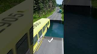 Bus vs water pit 31  carsvswaterpit beamngdrive doubleflatbedtrailertruckvsspeedbumps [upl. by Herahab]