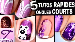 Ongles Courts 5 tutos nail art faciles au vernis pour débutants [upl. by Ajdan]