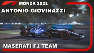 Giovinazzi 2021 Maserati F1 onboard at Monza [upl. by Imoian]