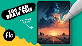 How To Draw An Animestyle Dramatic Sky In Procreate [upl. by Ydak]