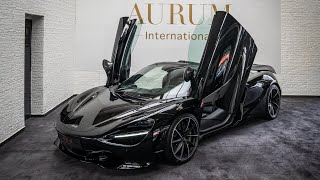 2021 McLaren 720S SPIDER MSO Borealis Black Pack Walkaround by AURUM International 4K [upl. by Laeahcim]