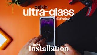 How To Install A Belkin Ultraglass Screen Protector On Your iPhone 14 Pro Max  Easy Installation [upl. by Ertha570]